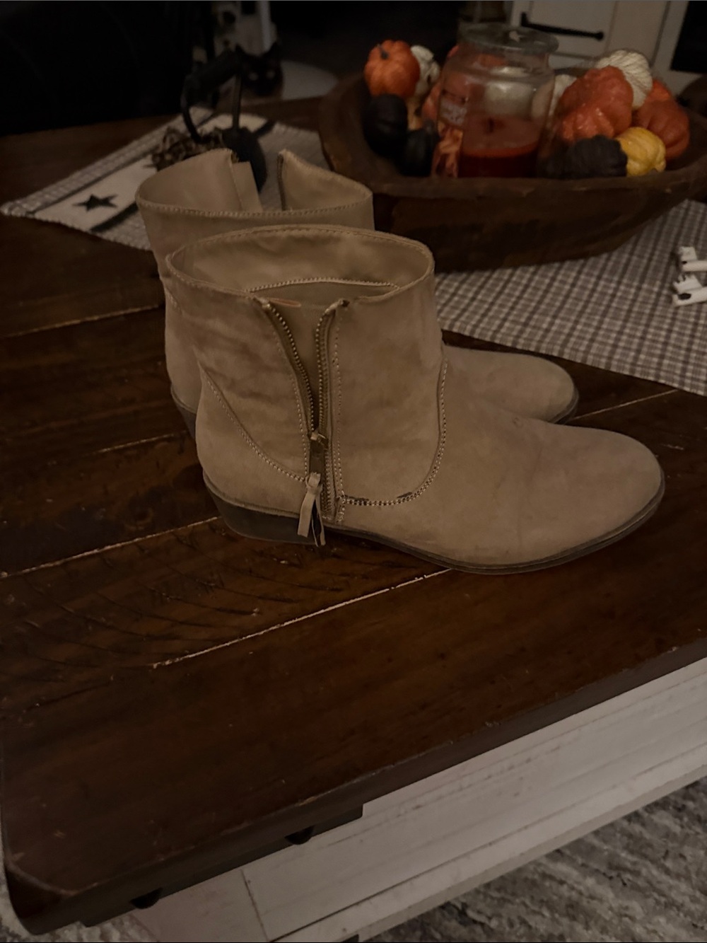 Route 66 Women's Taupe Suede Side-Zip Ankle Booties